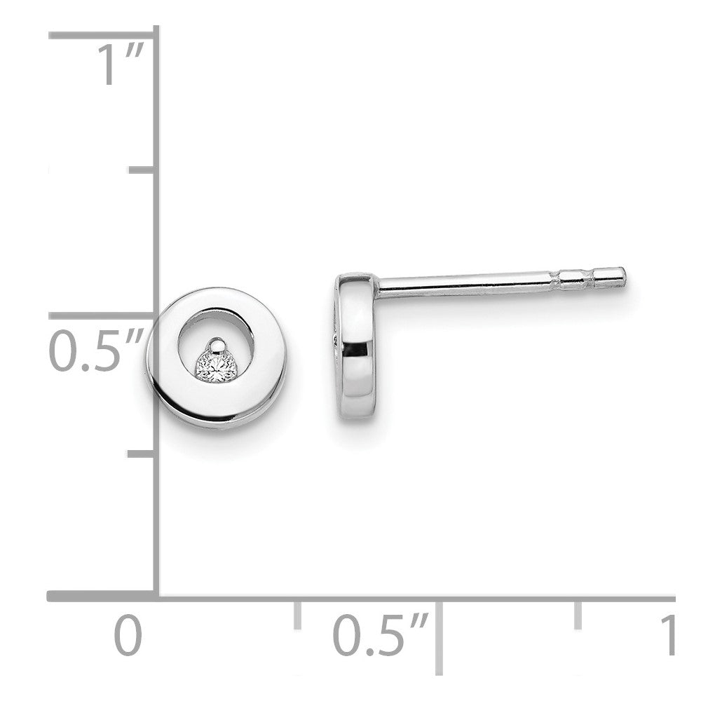 QW310 White Ice Sterling Silver Rhodium-plated Diamond Open Circle Stud Post Earrings