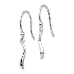 QW321 White Ice Sterling Silver Rhodium-plated Swirl Diamond Shepherd Hook Dangle Earrings