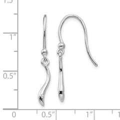 QW321 White Ice Sterling Silver Rhodium-plated Swirl Diamond Shepherd Hook Dangle Earrings