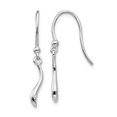QW321 White Ice Sterling Silver Rhodium-plated Swirl Diamond Shepherd Hook Dangle Earrings
