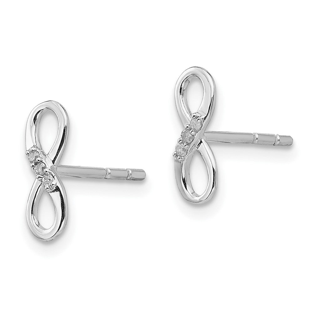 QW347 White Ice Sterling Silver Rhodium-plated Infinity Symbol Diamond Post Earrings