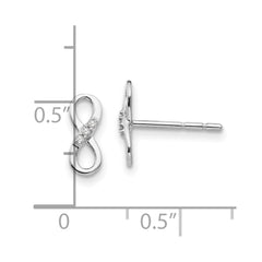 QW347 White Ice Sterling Silver Rhodium-plated Infinity Symbol Diamond Post Earrings