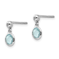 QW360 White Ice Sterling Silver Rhodium-plated Blue Topaz And Diamond Post Dangle Teardrop Earrings