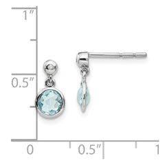 QW360 White Ice Sterling Silver Rhodium-plated Blue Topaz And Diamond Post Dangle Teardrop Earrings