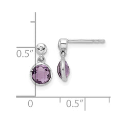 QW360AM White Ice Sterling Silver Rhodium-plated Diamond and Amethyst Post Dangle Earrings