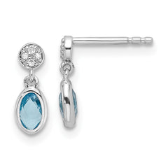 QW367BT White Ice Sterling Silver Rhodium-plated Diamond and Blue Topaz Post Dangle Earrings