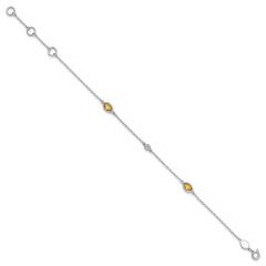White Ice Sterling Silver Rhodium-plated 7.5 inch Diamond and Citrine Bracelet with 1.25 inch Extender QW368CI-7.5