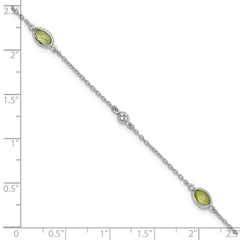 White Ice Sterling Silver Rhodium-plated 7.5 inch Diamond and Peridot Bracelet with 1.25 Inch Extender QW368PE-7.5