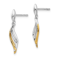 QW380 White Ice Sterling Silver Rhodium-plated Gold-plated Diamond Post Dangle Earrings