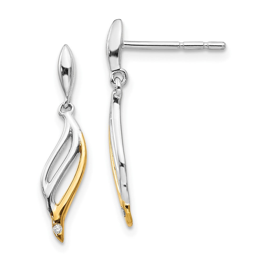 QW380 White Ice Sterling Silver Rhodium-plated Gold-plated Diamond Post Dangle Earrings