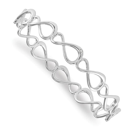 White Ice Sterling Silver Rhodium-plated Diamond Infinity Symbol Bangle QW394