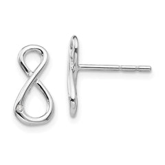 QW396 White Ice Sterling Silver Rhodium-plated Diamond Infinity Symbol Post Earrings