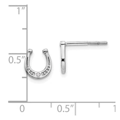 QW421 White Ice Sterling Silver Rhodium-plated Diamond Horseshoe Post Earrings