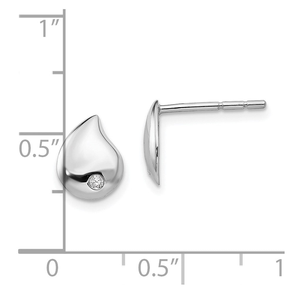 QW422 White Ice Sterling Silver Rhodium-plated Diamond Teardrop Post Earrings