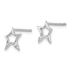 QW430 White Ice Sterling Silver Rhodium-plated Diamond Star Post Earrings