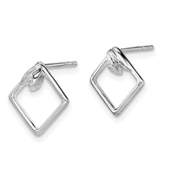 QW453 White Ice Sterling Silver Rhodium-plated Diamond-shaped Diamond Post Earrings