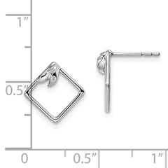 QW453 White Ice Sterling Silver Rhodium-plated Diamond-shaped Diamond Post Earrings