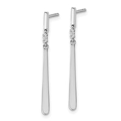QW462 White Ice Sterling Silver Rhodium-plated Diamond Post Dangle Earrings