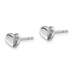 QW464 White Ice Sterling Silver Rhodium-plated Diamond Heart Post Earrings