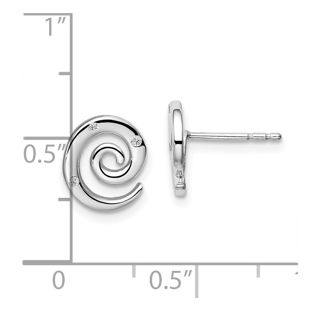 QW480 White Ice Sterling Silver Rhodium-plated Diamond Swirl Post Earrings