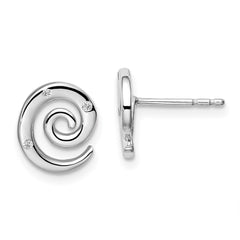 QW480 White Ice Sterling Silver Rhodium-plated Diamond Swirl Post Earrings