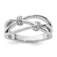 White Ice Sterling Silver Rhodium-plated Diamond Criss Cross Ring