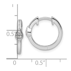 QW501 White Ice Sterling Silver Rhodium-plated Diamond Teardrop Hinged Hoop Earrings