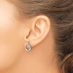 QW502 White Ice Sterling Silver Rhodium-plated Diamond Circle Post Dangle Earrings