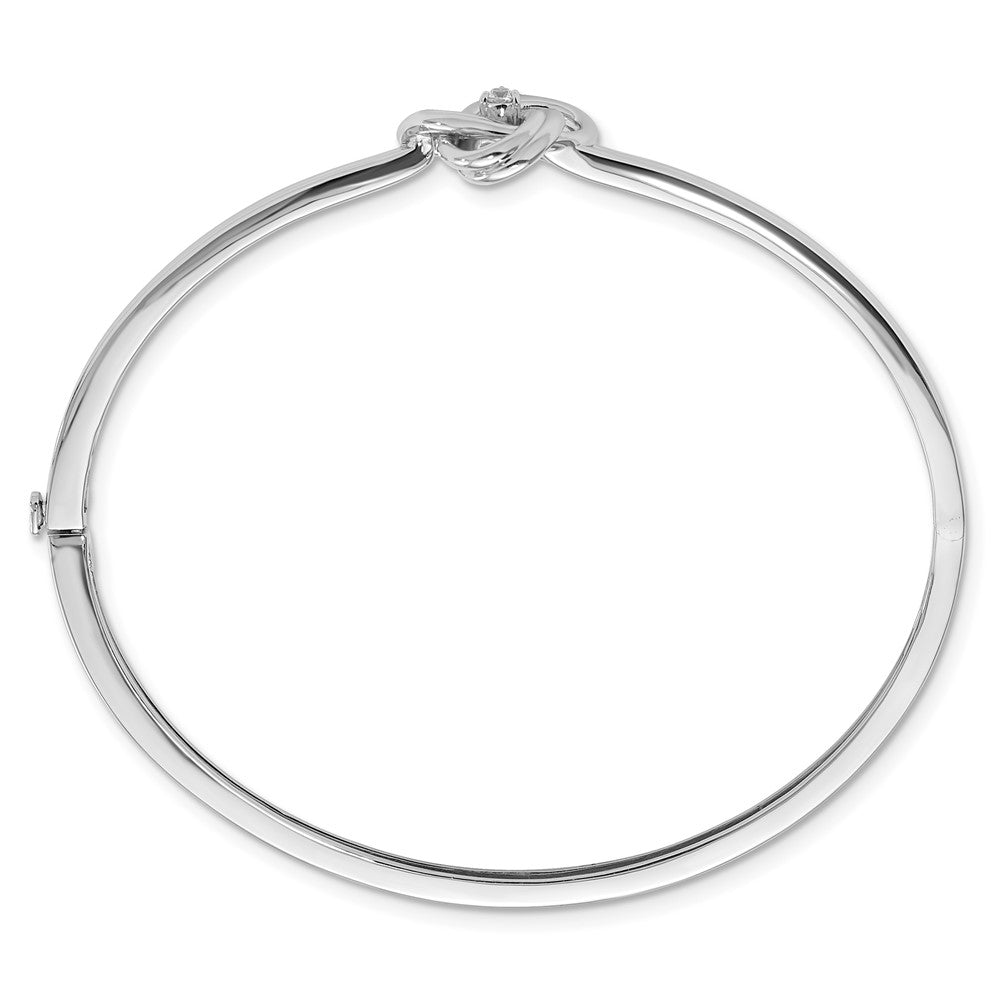 White Ice Sterling Silver Rhodium-plated Diamond Love Knot Hinged Bangle Bracelet QW522