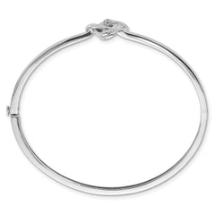 White Ice Sterling Silver Rhodium-plated Diamond Love Knot Hinged Bangle Bracelet QW522