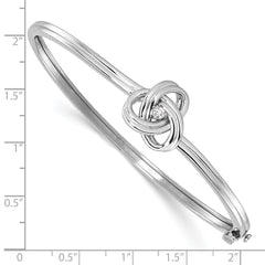 White Ice Sterling Silver Rhodium-plated Diamond Love Knot Hinged Bangle Bracelet QW522