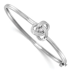 White Ice Sterling Silver Rhodium-plated Diamond Love Knot Hinged Bangle Bracelet QW522