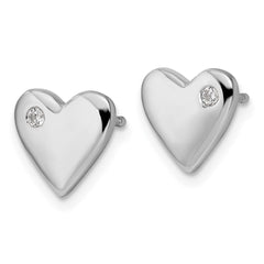 QW535 White Ice Sterling Silver Rhodium-plated Diamond Heart Earrings