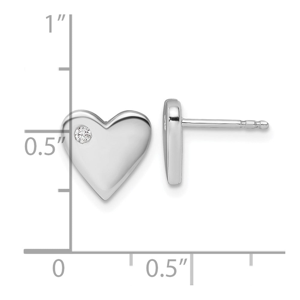 QW535 White Ice Sterling Silver Rhodium-plated Diamond Heart Earrings