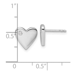 QW535 White Ice Sterling Silver Rhodium-plated Diamond Heart Earrings