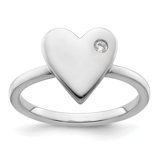 White Ice Sterling Silver Rhodium-plated Diamond Heart Ring
