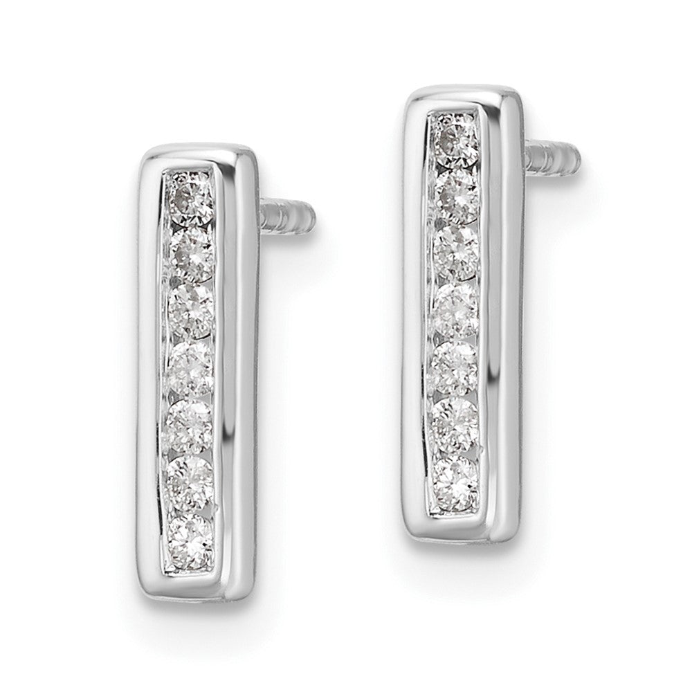 QW544 White Ice Sterling Silver Rhodium-plated Diamond Vertical Post Earrings