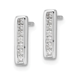 QW544 White Ice Sterling Silver Rhodium-plated Diamond Vertical Post Earrings