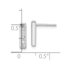 QW544 White Ice Sterling Silver Rhodium-plated Diamond Vertical Post Earrings