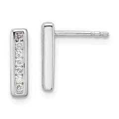 QW544 White Ice Sterling Silver Rhodium-plated Diamond Vertical Post Earrings