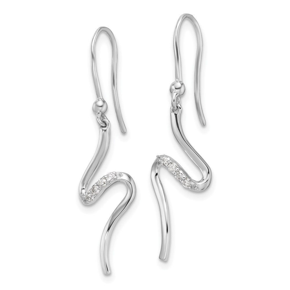 QW546 White Ice Sterling Silver Rhodium-plated Diamond Shepherd Hook Dangle Earrings