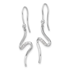 QW546 White Ice Sterling Silver Rhodium-plated Diamond Shepherd Hook Dangle Earrings