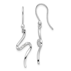 QW546 White Ice Sterling Silver Rhodium-plated Diamond Shepherd Hook Dangle Earrings