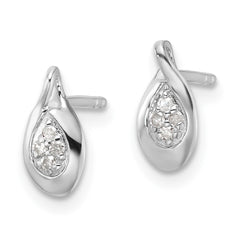 QW550 White Ice Sterling Silver Rhodium-plated Diamond Post Earrings