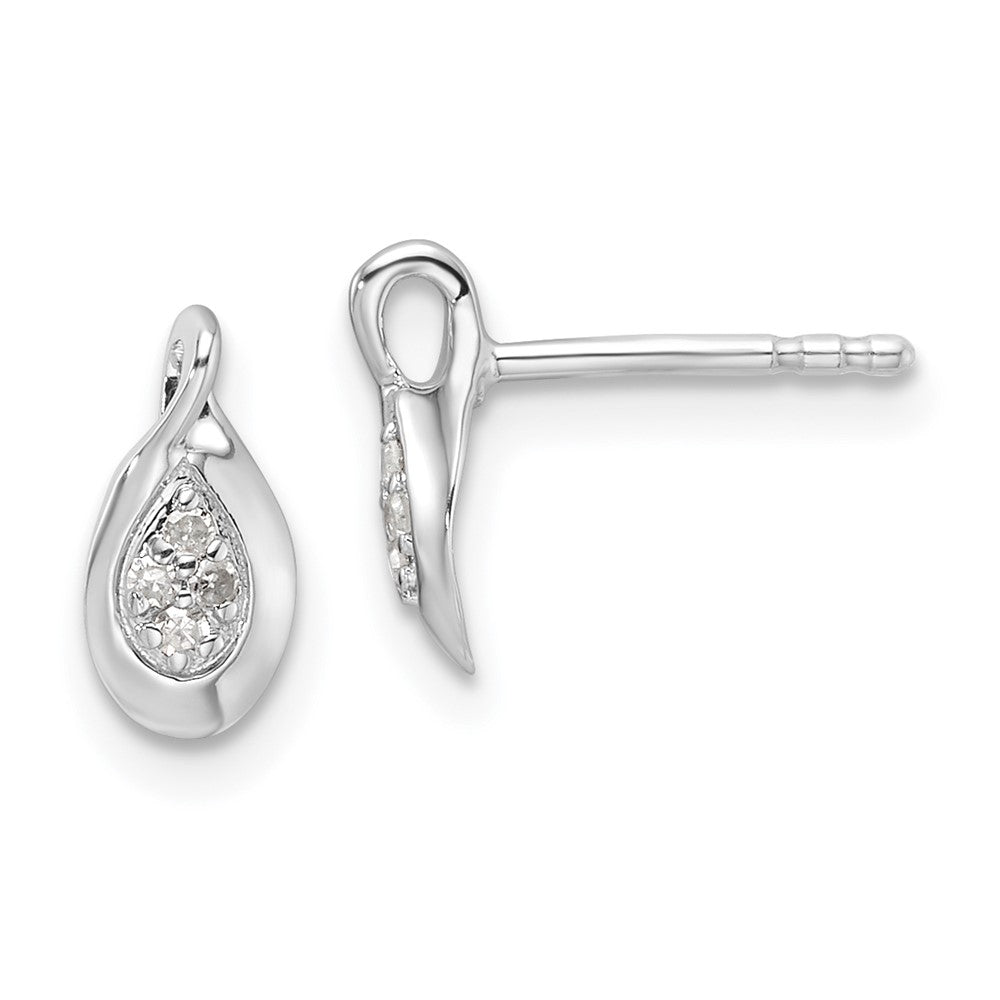 QW550 White Ice Sterling Silver Rhodium-plated Diamond Post Earrings