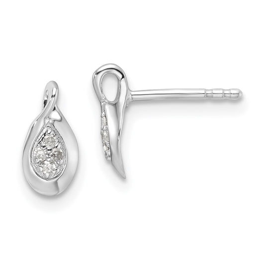 QW550 White Ice Sterling Silver Rhodium-plated Diamond Post Earrings
