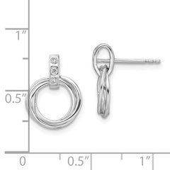 QW551 White Ice Sterling Silver Rhodium-plated Diamond Three Ring Post Earrings