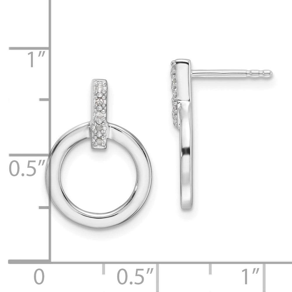 QW559 White Ice Sterling Silver Rhodium-plated Diamond Open Circle Post Earrings