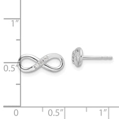 QW565 White Ice Sterling Silver Rhodium-plated Diamond Infinity Post Earrings