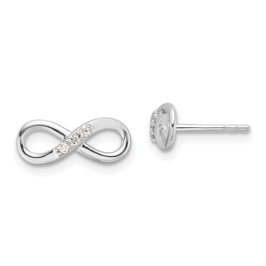 QW565 White Ice Sterling Silver Rhodium-plated Diamond Infinity Post Earrings
